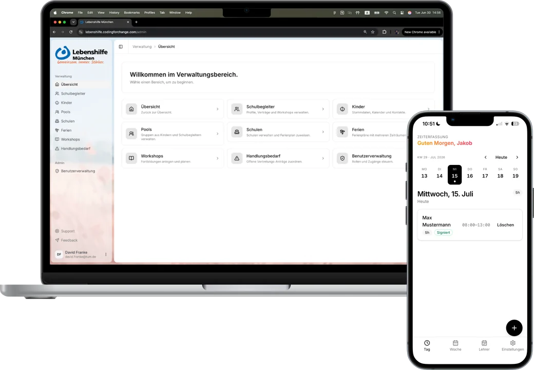 School-Assistant Portal on a laptop and a phone